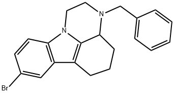3-benzyl-8-bromo-2,3,3a,4,5,6-hexahydro-1H-pyrazino[3,2,1-jk]carbazole Struktur