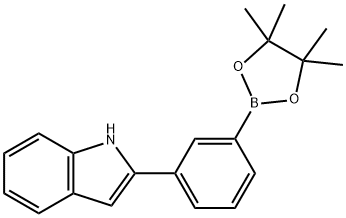 2-[3-(テトラメチル-1,3,2-ジオキサボロラン-2-イル)フェニル]-1H-インドール 化学構造式
