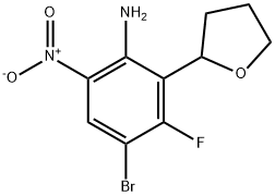 4-bromo-3-fluoro-6-nitro-2-(tetrahydrofuran-2-yl)aniline Structure