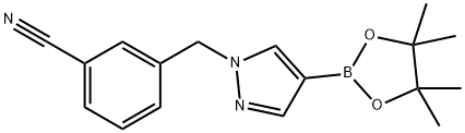 3-[[4-(4,4,5,5-tetramethyl-1,3,2-dioxaborolan-2-yl)-1H-pyrazol-1-yl]methyl]benzonitrile Structure