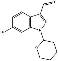 6-bromo-1-(tetrahydro-2H-pyran-2-yl)-1H-indazole-3-carbaldehyde 化学構造式
