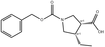 CIS-(3R,4S)-1-((苄氧基)羰基)-4-乙基吡咯烷-3-羧酸, 1428243-23-5, 结构式