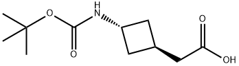 2-(trans-3-((tert-Butoxycarbonyl)amino)cyclobutyl)acetic acid Struktur