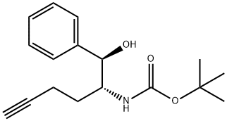 tert-butyl((1R,2R)-1-hydroxy-1-phenylhex-5-yn-2-yl)carbamate 化学構造式