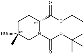 Trans-1-Tert-Butyl 2-Ethyl 5-Hydroxy-5-Methylpiperidine-1,2-Dicarboxylate Structure