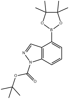 tert-butyl 4-(tetramethyl-1,3,2-dioxaborolan-2-yl)indazole-1-carboxylate, 1446443-06-6, 结构式