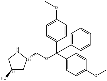 (3R,5S)-5-((bis(4-methoxyphenyl)(phenyl)methoxy)methyl)pyrrolidin-3-ol 化学構造式