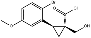 (R)-1-phenylethanamine (1R,2R)-2-(2-bromo-5-methoxyphenyl)-1-(hydroxymethyl)cyclopropanecarboxylate 结构式