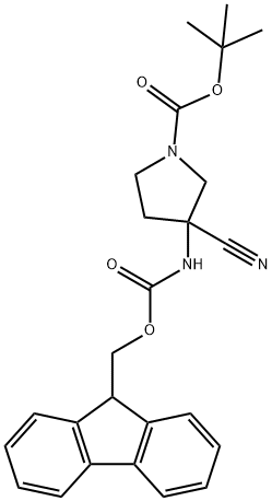 tert-butyl 3-(((9H-fluoren-9-yl)methoxy)carbonylamino)-3-cyanopyrrolidine-1-carboxylate Struktur