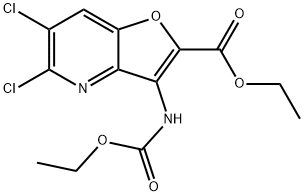 Ethyl 5,6-Dichloro-3-((Ethoxycarbonyl)Amino)Furo[3,2-B]Pyridine-2-Carboxylate 化学構造式