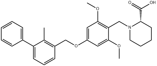 2-Piperidinecarboxylic acid, 1-[[2,6-dimethoxy-4-[(2-methyl[1,1'-biphenyl]-3-yl)methoxy]phenyl]methyl]-, (2S)-