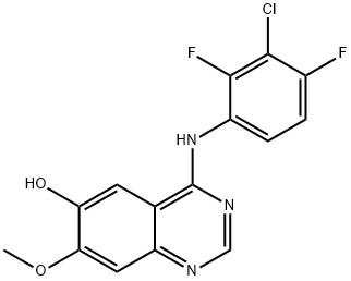 4-((3-chloro-2,4-difluorophenyl)amino)-7-methoxyquinazolin-6-ol, 1818217-55-8, 结构式