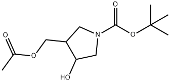 tert-butyl 3-(acetoxymethyl)-4-hydroxypyrrolidine-1-carboxylate,1824488-86-9,结构式