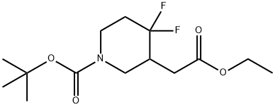 tert-butyl 3-(2-ethoxy-2-oxoethyl)-4,4-difluoropiperidine-1-carboxylate 化学構造式