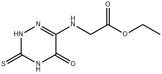 ethyl [(5-oxo-3-thioxo-2,3,4,5-tetrahydro-1,2,4-triazin-6-yl)amino]acetate Struktur