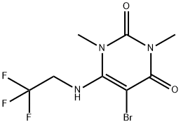 5-Bromo-1,3-dimethyl-6-((2,2,2-trifluoroethyl)amino)pyrimidine-2,4(1H,3H)-dione 结构式