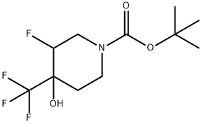 tert-butyl 3-fluoro-4-hydroxy-4-(trifluoromethyl)piperidine-1-carboxylate 化学構造式