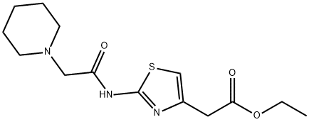 ethyl 2-(2-(2-(piperidin-1-yl)acetamido)thiazol-4-yl)acetate 结构式