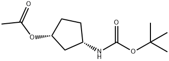 Carbamic acid, [(1S,3R)-3-(acetyloxy)cyclopentyl]-, 1,1-dimethylethyl ester Struktur