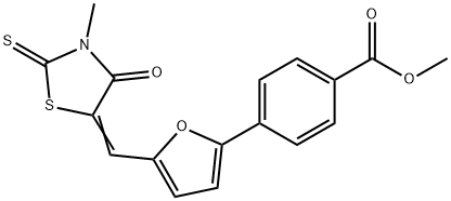 methyl 4-{5-[(Z)-(3-methyl-4-oxo-2-thioxo-1,3-thiazolidin-5-ylidene)methyl]furan-2-yl}benzoate Struktur
