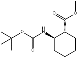 TRANS-シクロヘキサンカルボン酸, 2-[[(1,1-ジメチルエトキシ)カルボニル]アミノ]-, メチルエステル 化学構造式