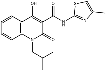 4-hydroxy-1-(2-methylpropyl)-N-(4-methyl-1,3-thiazol-2-yl)-2-oxo-1,2-dihydroquinoline-3-carboxamide 化学構造式