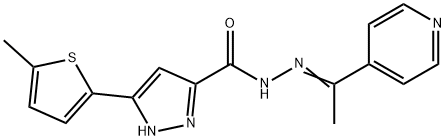 3-(5-methylthiophen-2-yl)-N'-[(1E)-1-(pyridin-4-yl)ethylidene]-1H-pyrazole-5-carbohydrazide 结构式