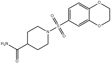 1-(2,3-dihydro-1,4-benzodioxin-6-ylsulfonyl)-4-piperidinecarboxamide 化学構造式