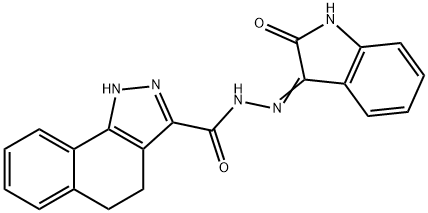 N'-[(3E)-2-oxo-1,2-dihydro-3H-indol-3-ylidene]-4,5-dihydro-1H-benzo[g]indazole-3-carbohydrazide 结构式