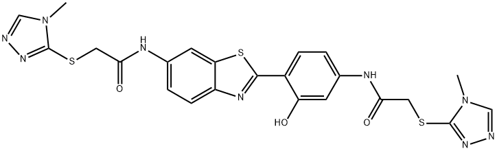 N-(2-(2-hydroxy-4-(2-((4-methyl-4H-1,2,4-triazol-3-yl)thio)acetamido)phenyl)benzo[d]thiazol-6-yl)-2-((4-methyl-4H-1,2,4-triazol-3-yl)thio)acetamide,309727-32-0,结构式