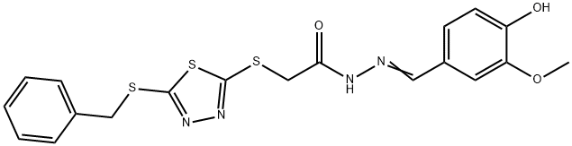 2-{[5-(benzylsulfanyl)-1,3,4-thiadiazol-2-yl]sulfanyl}-N'-[(E)-(4-hydroxy-3-methoxyphenyl)methylidene]acetohydrazide|