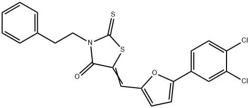 (5E)-5-{[5-(3,4-dichlorophenyl)furan-2-yl]methylidene}-3-(2-phenylethyl)-2-thioxo-1,3-thiazolidin-4-one Structure