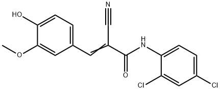 2-cyano-N-(2,4-dichlorophenyl)-3-(4-hydroxy-3-methoxyphenyl)acrylamide 化学構造式