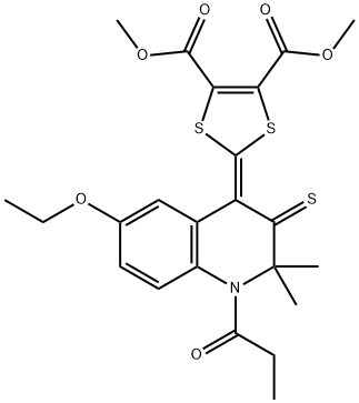 dimethyl 2-(6-ethoxy-2,2-dimethyl-1-propanoyl-3-thioxo-2,3-dihydroquinolin-4(1H)-ylidene)-1,3-dithiole-4,5-dicarboxylate Structure