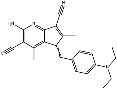 (5Z)-2-amino-5-[4-(diethylamino)benzylidene]-4,6-dimethyl-5H-cyclopenta[b]pyridine-3,7-dicarbonitrile Struktur