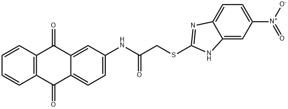 N-(9,10-dioxo-9,10-dihydroanthracen-2-yl)-2-[(5-nitro-1H-benzimidazol-2-yl)sulfanyl]acetamide Structure