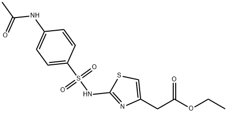{2-[(N-acetyl-sulfanilyl)-amino]-thiazol-4-yl}-acetic acid ethyl ester Struktur