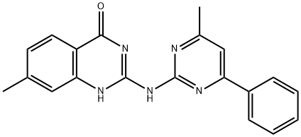 7-methyl-2-[(4-methyl-6-phenylpyrimidin-2-yl)amino]quinazolin-4-ol Struktur