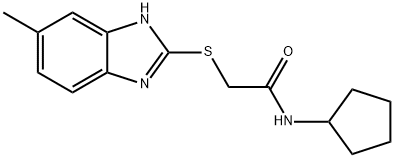 N-cyclopentyl-2-[(6-methyl-1H-benzimidazol-2-yl)sulfanyl]acetamide 化学構造式
