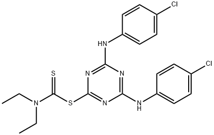 4,6-bis[(4-chlorophenyl)amino]-1,3,5-triazin-2-yl diethylcarbamodithioate Structure