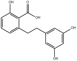 2-[2-(3,5-Dihydroxy-phenyl)-ethyl]-6-hydroxy-benzoic acid Struktur