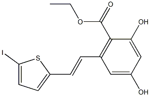 2,4-Dihydroxy-6-[2-(5-iodo-thiophen-2-yl)-vinyl]-benzoic acid ethyl ester,365543-01-7,结构式