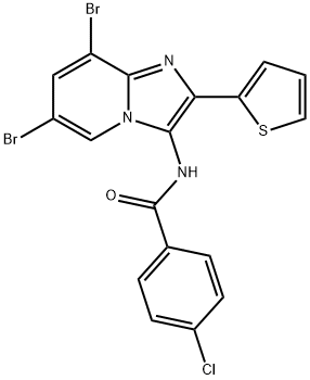 4-Chloro-N-[6,8-dibromo-2-(2-thienyl)imidazo[1,2-a]pyridine-3-yl]benzamide 结构式