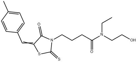 N-ethyl-N-(2-hydroxyethyl)-4-[5-(4-methylbenzylidene)-4-oxo-2-thioxo-1,3-thiazolidin-3-yl]butanamide Struktur