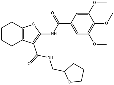 N-(tetrahydro-2-furanylmethyl)-2-[(3,4,5-trimethoxybenzoyl)amino]-4,5,6,7-tetrahydro-1-benzothiophene-3-carboxamide Struktur