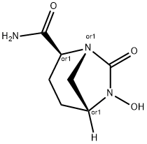 (2S,5R)-6-hydroxy-7-oxo-1,6-diazabicyclo[3.2.1]octane-2-carboxamide Struktur