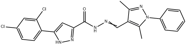 3-(2,4-dichlorophenyl)-N'-[(E)-(3,5-dimethyl-1-phenyl-1H-pyrazol-4-yl)methylidene]-1H-pyrazole-5-carbohydrazide,403650-41-9,结构式