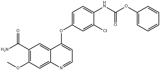 phenyl (4-((6-carbamoyl-7-methoxyquinolin-4-yl)oxy)-2-chlorophenyl)carbamate Struktur
