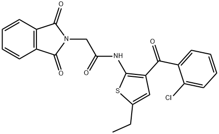 N-(3-(2-氯苯甲酰基)-5-乙基噻吩-2-基)-2-(1,3-二氧异吲哚-2-基)乙酰胺,42753-80-0,结构式