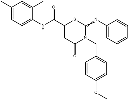 442536-14-3 (2Z)-N-(2,4-dimethylphenyl)-3-(4-methoxybenzyl)-4-oxo-2-(phenylimino)-1,3-thiazinane-6-carboxamide